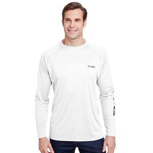 Columbia PFG Terminal Tackle Long Sleeve Shirt Omni Shade Fishing White Sz Large